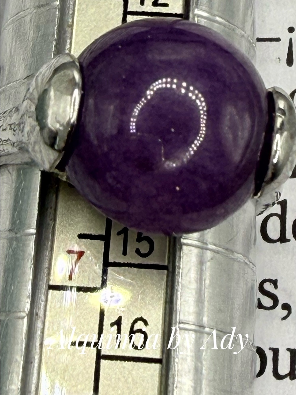 Rhodium and Silver and Purple jade Ring